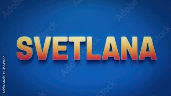 Fototapeta Colorful Text Design: 'SVETLANA' in Vibrant Gradient on Blue Background for Branding and Marketing Use
