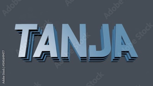 Fototapeta 3D Text Rendering of 'TANJA' in Blue Shades Against a Dark Background – Ideal for Branding and Design Projects