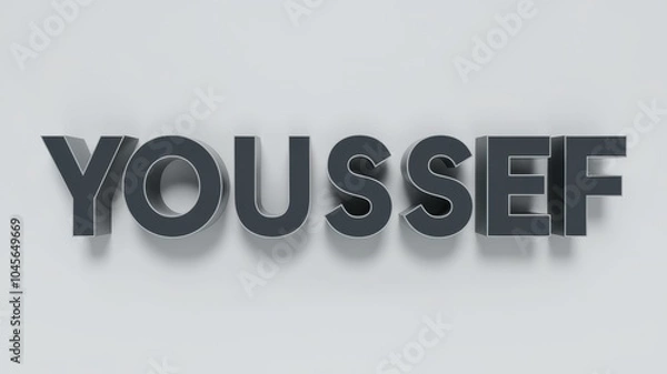 Fototapeta 3D Text Rendering: The name 'Yousef' in bold, dark letters on a light background, suitable for branding or personal projects.