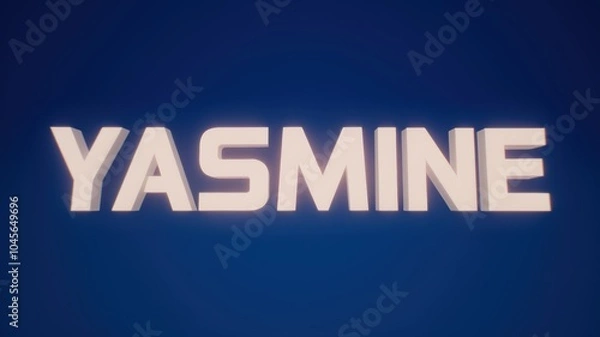 Fototapeta 3D Text Composition: Bold 'YASMINE' Name on Vibrant Blue Background, Ideal for Branding or Personalization Projects