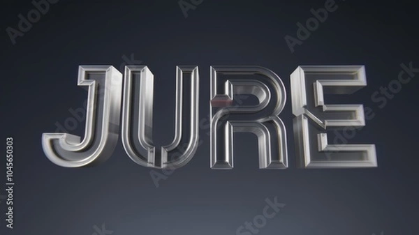 Fototapeta Sleek 3D Text Rendering: Metallic 'JURE' Design on Dark Background, Perfect for Branding and Modern Visuals
