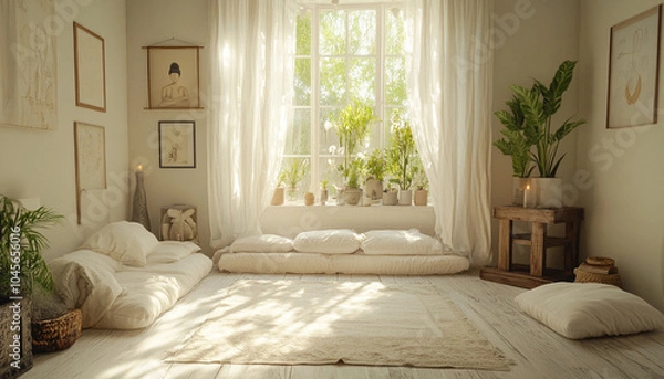 Fototapeta Shabby Chic Meditation Room Vintage Design high detail
