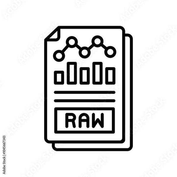 Fototapeta Raw Data Outline Icon, Vector illustration