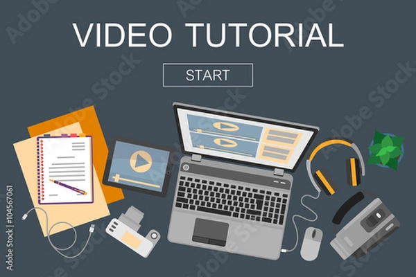 Fototapeta Flat design banner for  video edition.