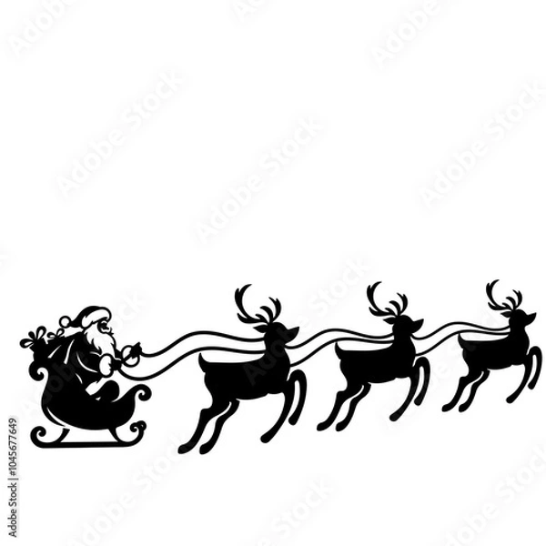 Fototapeta Christmas scene vector illustration, winter vinyl decal for window. Winter vector scene. 