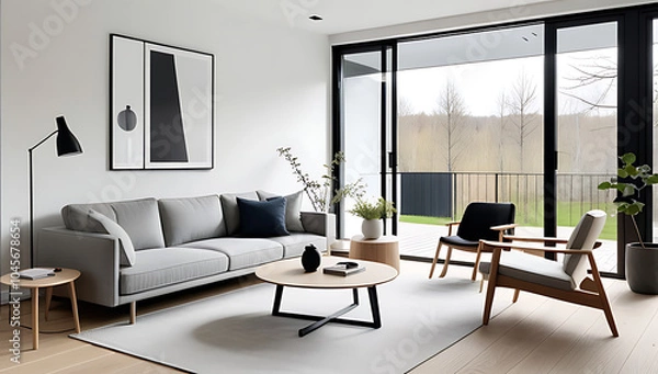 Fototapeta japandi style suits scandinavian homes mix minimalism natural elements modern living rooms