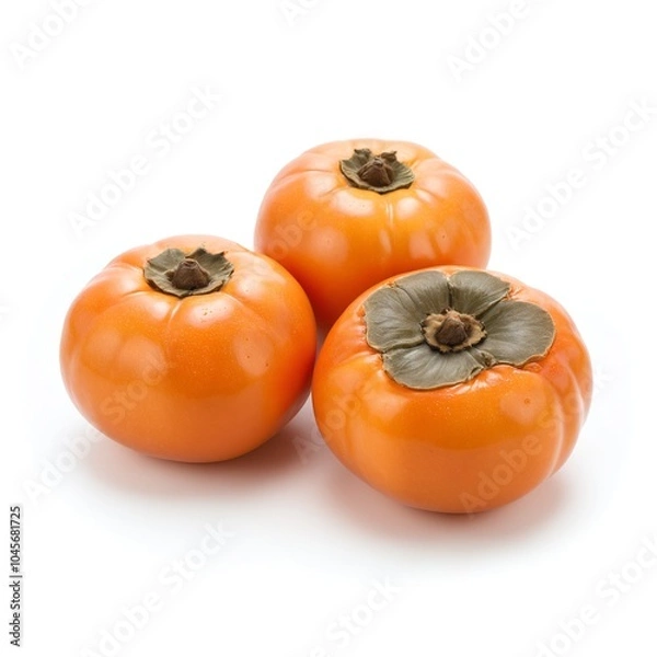 Obraz Still Life of Freshly Harvested Persimmons on a Clean White Background