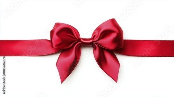 Fototapeta Red ribbon and bow with red, isolated on white background