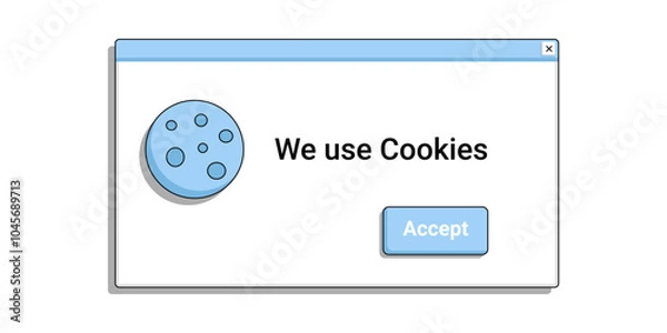 Fototapeta We use cookies message window. Data for website color. Online notification in retro style.