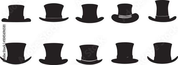 Obraz Creative hat silhouette set vector design, Magician vector art & graphics