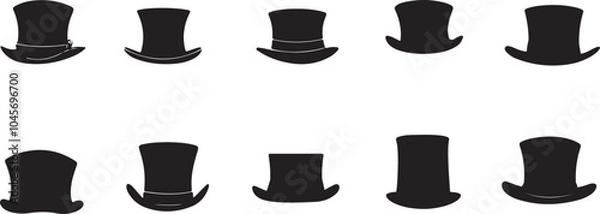 Obraz Creative hat silhouette set vector design, Magician vector art & graphics