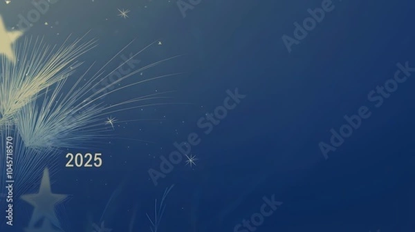 Fototapeta Midnight Whisker Countdown: “2025”. 2025 . A close-up of a cat’s whiskers against a starry background, symbolizing the anticipation of the New Year. Copy space for countdown messages. 