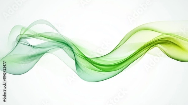 Fototapeta Abstract green and yellow wavy lines on white background.