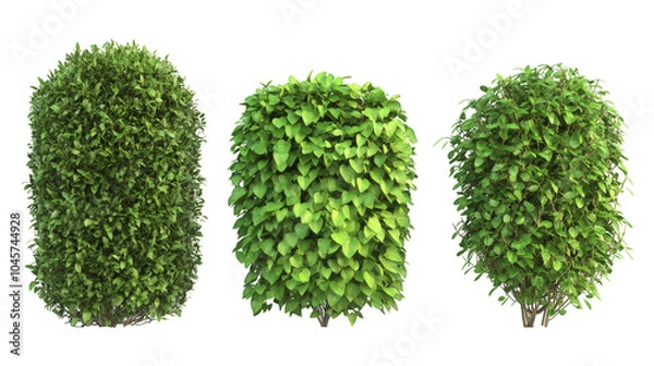 Fototapeta Three bushes are shown in a row, with the middle bush being the tallest