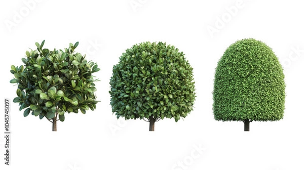 Fototapeta Three bushes are shown in a row, with the middle bush being the tallest