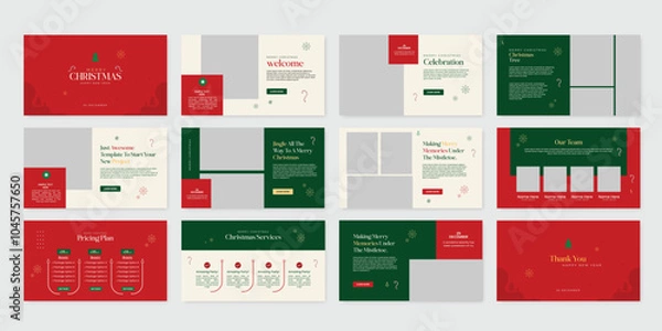 Obraz merry christmas presentation powerpoint slide design template set