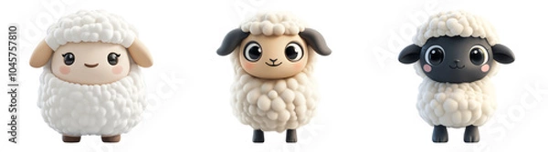 Fototapeta Cute sheep characters isolated transparent background perfect for animal or children-themed designs