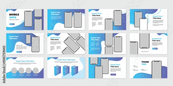 Obraz mobile app presentation slide design template. app presentation template