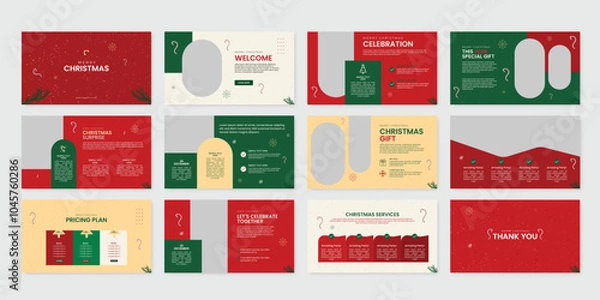 Obraz merry christmas presentation powerpoint slide design template set