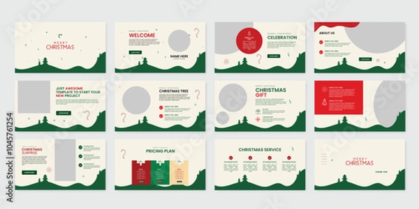 Obraz merry christmas presentation powerpoint slide design template set