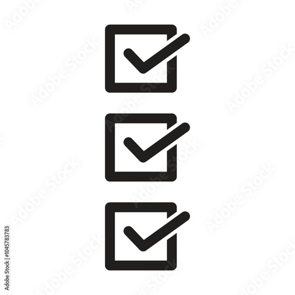 Obraz three checkbox icon vector on white background