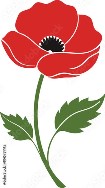Fototapeta Poppy silhouette Vector with a white background