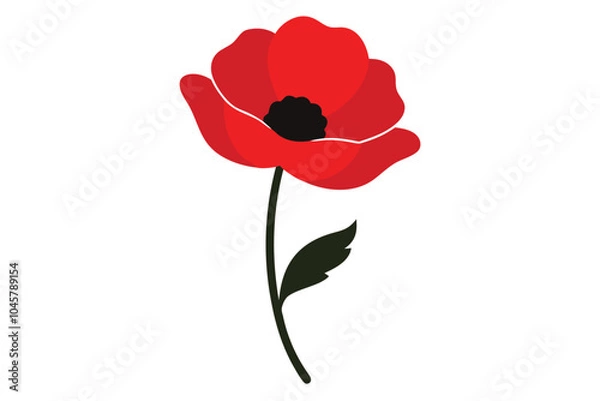 Fototapeta Poppy silhouette Vector with a white background