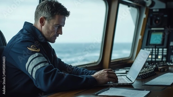 Obraz The Sailor Working on Laptop