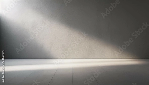 Fototapeta minimal abstract background for product presentation llight on gray plaster wall