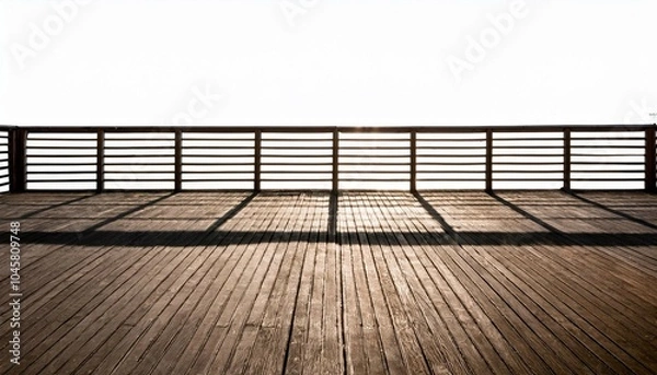 Fototapeta wooden railing and floor silhouette isolated on white background