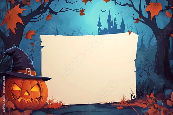 Fototapeta Doodle of Halloween pumpkin memo note cartoon style