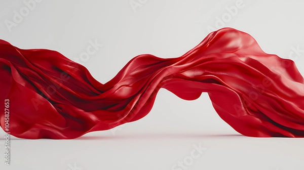 Obraz Flowing red fabric creating dynamic wave patterns