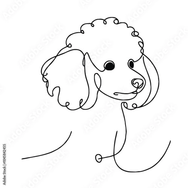 Fototapeta A simple continuous line drawing of a dog of the breed Toy Poodle. The artwork is minimalistic, capturing the essence of the object with a single unbroken line