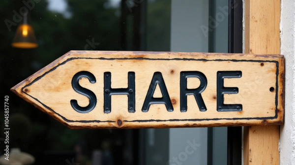 Fototapeta Vintage and Rustic Share Sign for Social Media, Community, and Marketing Concepts – High-Quality Stock Image for Social Engagement