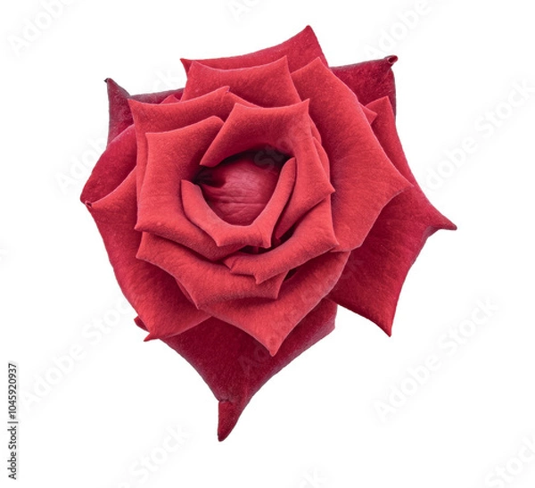 Obraz A Blossoming Rosebud in Deep Red Isolated On White Background