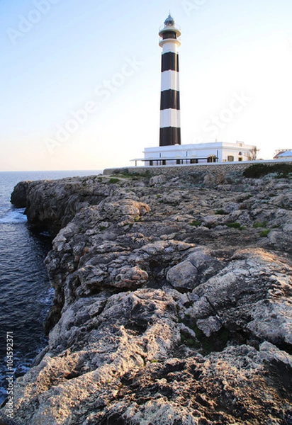 Obraz black and white mediterranean lighthouse