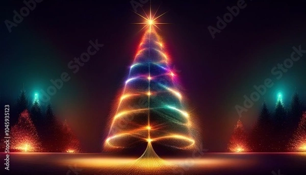 Fototapeta Árvore de Natal iluminada colorida