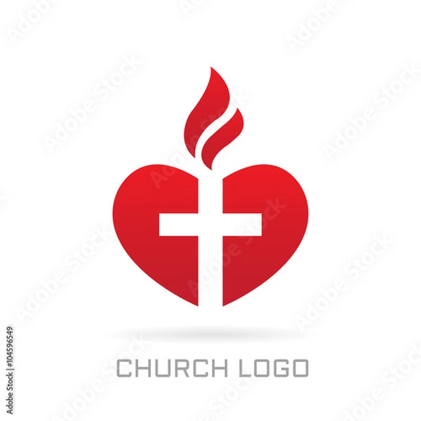 Obraz Heart with cross church logo
