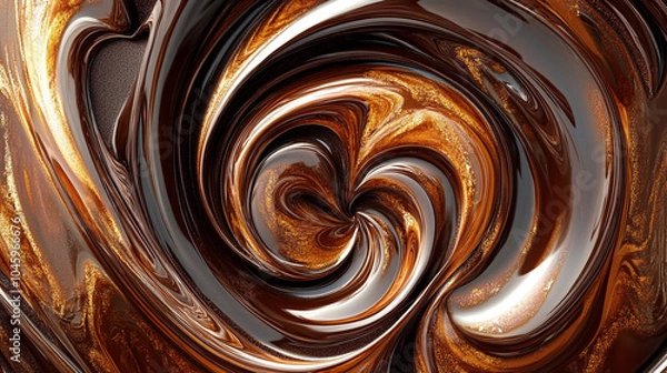 Fototapeta Abstract Swirling Chocolate and Gold Texture Background