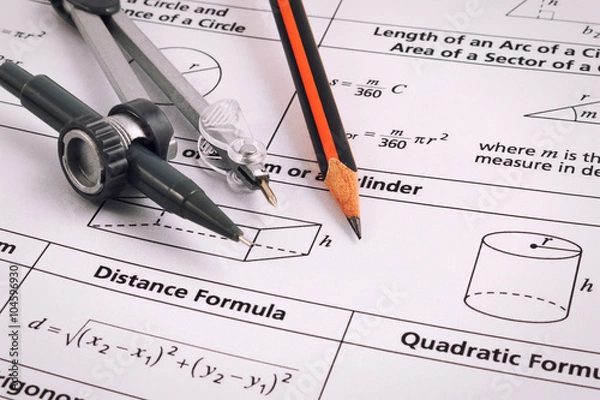 Fototapeta Mathematics, Equations close-up. Homework. Solving Mathematical Problem.