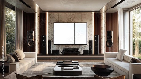 Obraz a contemporary music room with a high-end audio system
