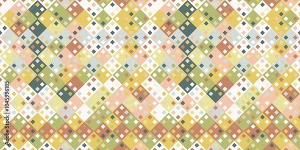 Fototapeta Simple glitch geometric seamless abstract banner with playful woven summer color. Bright whimsical gender neutral border bold irregular shape textile cotton effect edging.
