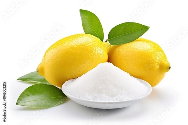 Fototapeta Baking soda and lemon isolated on white