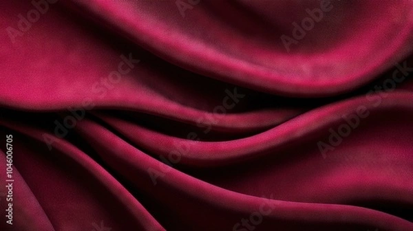 Fototapeta   A close-up view of a red fabric with an extremely thin, long, and thin line of fabric on top of it