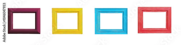 Fototapeta Collection of color carved wooden frame, Photo frame isolated on transparent background