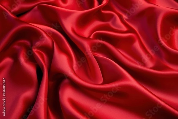 Fototapeta Elegant red satin fabric with a smooth, shiny surface and subtle folds