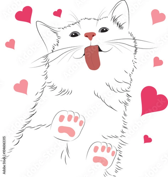 Fototapeta cat with hearts