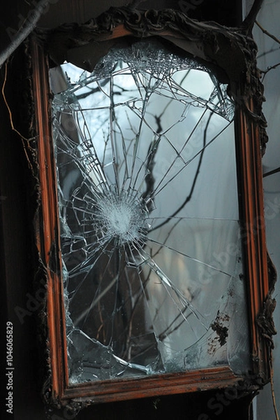 Fototapeta Old broken mirror