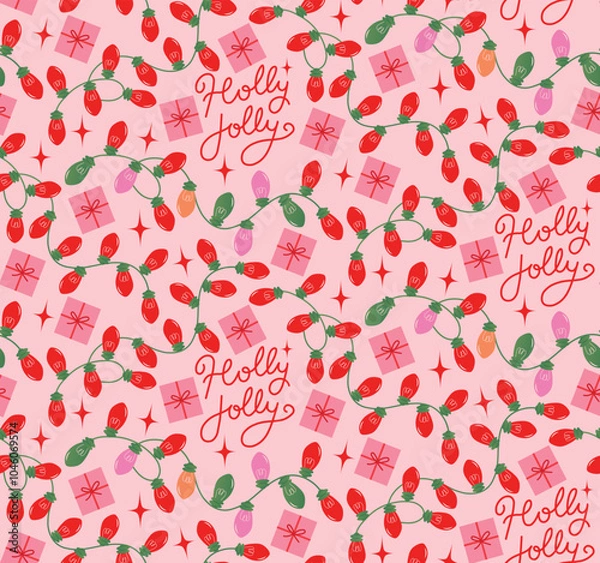 Fototapeta Flat christmas seamless pattern design