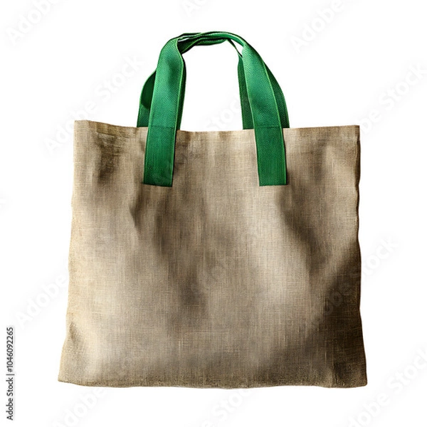 Fototapeta Eco-friendly reusable tote bag with green handles made from natural fabric. Perfect for shopping, casual outings, or daily use.